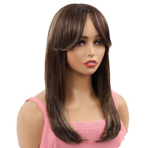 Long Brown Curly Wig Ombre Color - Blonde Wigs with Brown Highlights for Women 100% MISSMIZZ Human Hair Wig for Daily Use Natural Looking