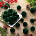 40 Pcs Dark Green Velvet Christmas Balls Flocked Christmas Tree Hanging Ornaments Neutral Shatterproof Plastic Velvet Ball for Xmas Tree Decor