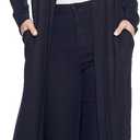 Isaac Liev Maxi Cardigan Duster Sweater  Women's Extra Long Open Front Full Length Lightweight Cardigans Dusters Sweaters (Medium, Black With Pockets)
