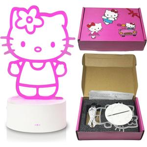 Kitty Touch Lamp for Cute Room Decor  Cordless Night Light with 7 Colors & 2 Flash Modes for Bedside, Nightstand or Desk Comes in Gift Box for Kitty Fans