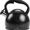 Emeril Lagasse 3.2 Quart/3 Liter Whistling Tea Kettle, Stainless Steel Whistling Tea Pot for Induction Stove Top, Fast to Boil Water for Home Kitchen Condo, with Ergonomic Cool Grip Handle, Black