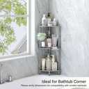 ELYKEN Corner Shower Caddy Standing, 3 Tier Rustproof Metal Shower Organizer with Soap Holder, Floor Shower Corner Shelf Rack Storage Stands with Adjustable Feet & 2 Hooks for Bathroom, Silver