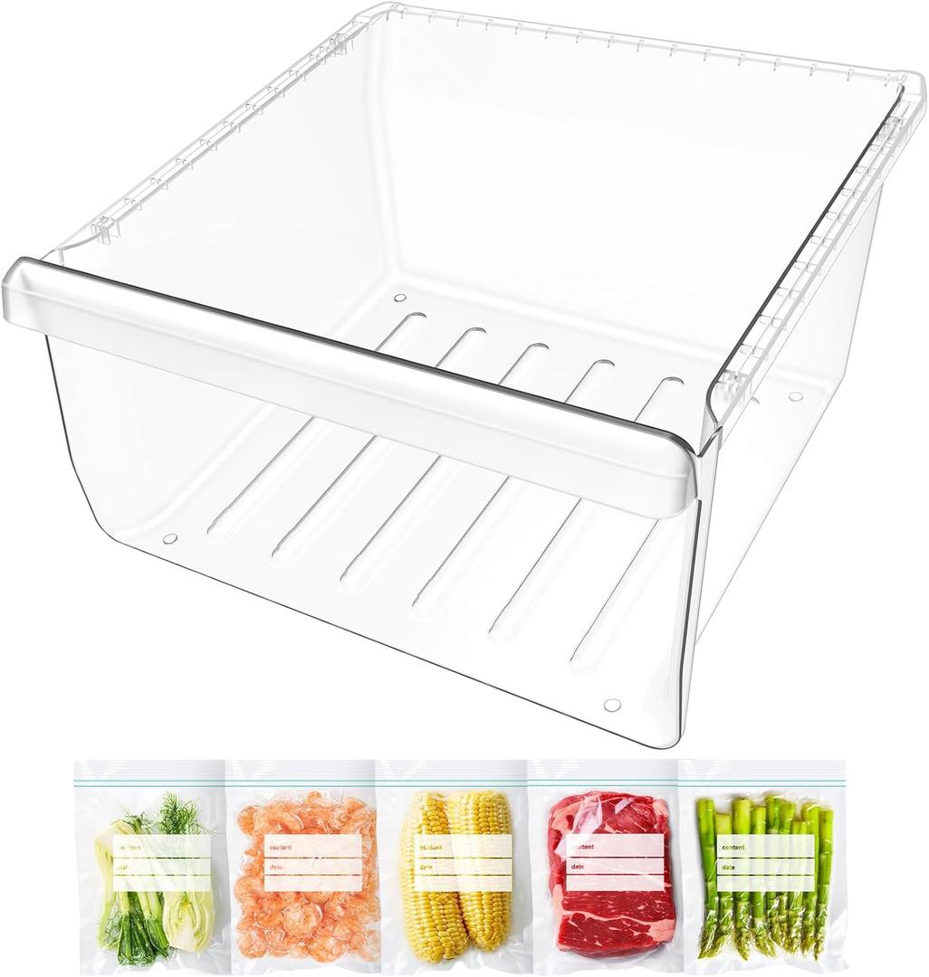 UPGRADED DA97-08693B Refrigerator Crisper Drawer Replacement Compatible with Samsung Fridge Crisper Drawer Parts RS25J500DSR RS25J500DSG DA97-08693A RS25H5000BC Upper Refrigerator Crisper Drawer Bin