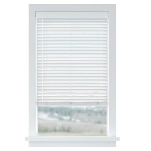 LEVOLOR Basics Cordless Light Filtering Faux Wood Blinds, Easy to Install 2” Blinds for Windows, Timeless Look, Fits up to 35” Width and 72” Length, Home Solution for Any Space or Room, Color White