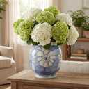 Blue and White Flower Vase 10 Inch Hand Painted Porcelain Table Vase with Chinoiserie Floral Pattern for Living Room Bookshelf Fireplace Table Decoration
