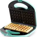 GreenLife Electric Waffle Sandwich Maker, Toaster, Panini Press with Healthy Ceramic Nonstick Plates, Perfect for Tuna Melts, Crispy Rice, Grilled Cheese, LED Indicator Light, PFAS-Free, Turquoise
