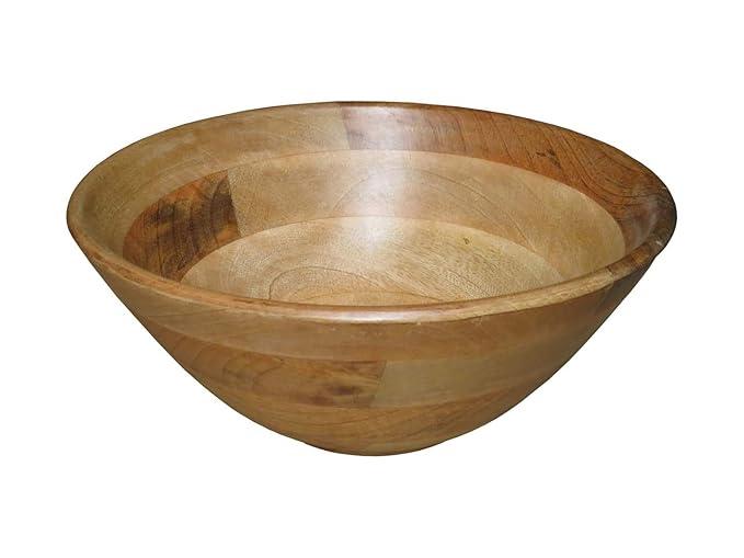 A One Shoppe Table Top/Kitchen Wood Bowl/Dry Fruit Bowl/Chips Bowl Large 12" X 7.5" Height (Natural Finish) (Quantity - 01 Piece) 
