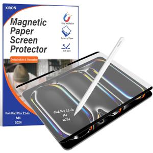 Magnetic Paper Screen Protector for iPad Pro 11-inch (M4) 2024, Matte Detachable and Reusable Screen Protector, Write and Draw Feel Like on Paper, Anti-Glare and Anti-Scratch
