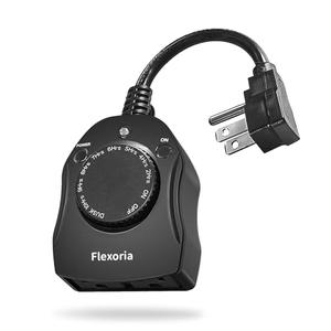 Flexoria Outdoor Timer Outlet Waterproof, Dusk to Dawn Light Sensor Timer, 2 Grounded Electrical Outlets for Christmas Lights, 15A/1875W, ETL Listed
