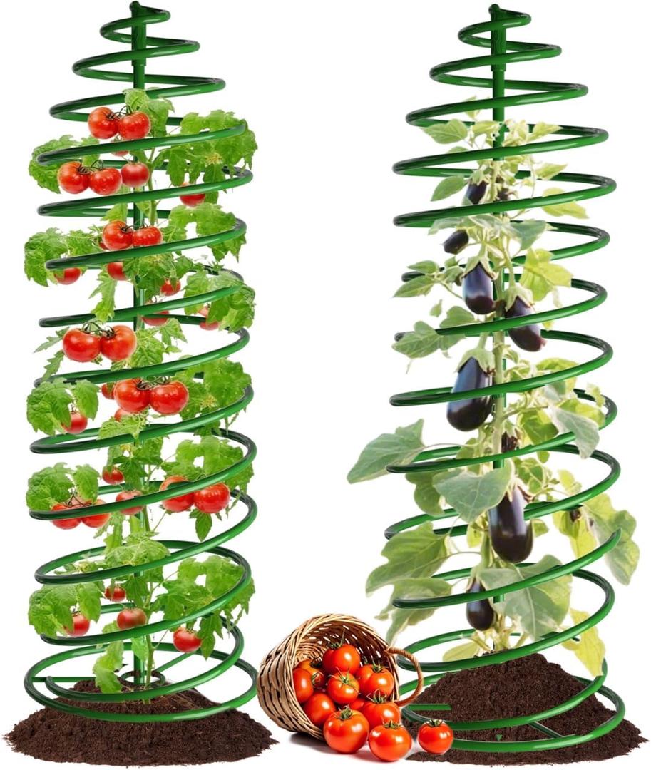 AMAGABELI GARDEN & HOME 2 Pack Tomato Cages for Garden Plant Support 42" Stakes Metal Tomato Trellis Tower for Climbing Plants Vegetables Potted Plants Tomatoes Pea Bean Cucumber Flowers Outdoor