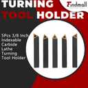 Dindmall 5Pcs 3/8 Inch Indexable Carbide Lathe Turning Tool Holder Metal Lathe Tools Inserts Bits with TCMT110204 Carbide Inserts