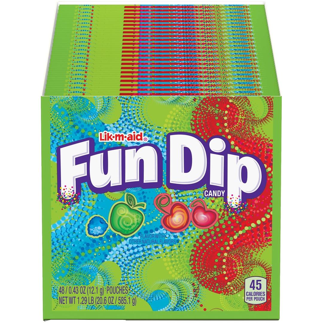 Wonka Fun Dip, Assorted Flavor Party Pack, 0.43 Ounce Packets (48 Count) (EXP 09/30/25)