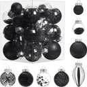 Christmas Ornaments Set, 32Pcs Clear Plastic Shatterproof Christmas Ball Hanging Ornaments for Xmas Tree Decorations, for Indoor Home Thanksgiving Party Holiday Decor - Black.