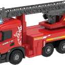 Extra Large Fire Truck Toys, Scania 20" Fire Engine Trucks with Rotating Rescue Ladder Lights and Sounds Friction-Powered Vehicle Toys Car for Boys