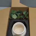 Artificial Eucalyptus in Vase, Fake plants for home decor, Ceramic White Vase with Greenery, Faux Decorative Plants, 20pcs Indoor Fake Eucalyptus Stems for Centerpiece Farmhouse Mantle Decor