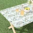 misaya Rectangle Vinyl Tablecloth, Fitted Table Cover, 100% Waterproof, Elastic Edge, Flannel Backing, Table Cloth Fit 6 Foot Folding Tables for Picnic, Camping, Outdoor (Paisley Flower, 30x72 inch)