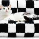 MEWOOFUN Cat Bed for Indoor Cats, Washable Dog Beds for Small Medium Dogs & Cats, Fluffy Cat Couch with Non-Slip Bottom (Black&White, 26.0" L x 19.0" W x 13.0" Th)
