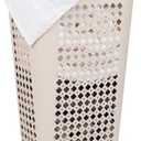 Mind Reader Slim Tapered Laundry Hamper with Lid, Clothes Basket with Swiss Cross Cut-Outs, Lightweight & Ventilated, Plastic, 16.75"L x 12.75"W x 23"H, Ivory