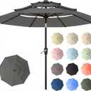 10ft Patio Umbrella, 3 Tier Outdoor Market Table Umbrellas with 8 Fiberglass Ribs and Push Button Tilt, Windproof, Vented Canopy, UV Protection for Deck, Pool, Backyard