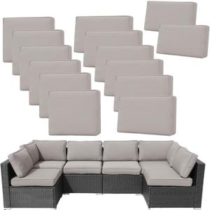 14Pieces Patio Cushion Covers Replacement Outdoor Couch Cushions Covers Splashproof Sofa Slipcovers Set with Zippers,Patio Furniture Protector-Cover Only(Light Gray,25.625.63.94inches)