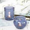 24 Pcs Blue Votive Candle Holders for Table Centerpiece, Vintage Glass Candle Holder Set for Wedding Decor Home Party Decoration