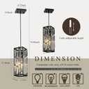 Black Hanging Kitchen Island Modern Concise Crystal Pendant Light Fixture, Adjustable Mini Crystal Pendant Lights Kitchen Island for Kitchen, Dining Room, and Bedroom (3 Pack)