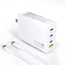 GaN 100W USB-C Laptop Charger - Compatible for HP, Lenovo, ASUS, Samsung, MacBook Pro, Air, iPad Pro, Acer, LG, Razer Laptop, 4-Ports Charging Station Type C Adapter with 5ft AC Cable