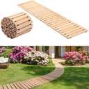 Landical 24ft Wooden Garden Pathway with Non Slip Surface Roll Out Boardwalk Walkways Road Floor Pathway Rustic Path Decorative Patio Pavers for Outdoor Garden Beach Wedding Party (Natural)