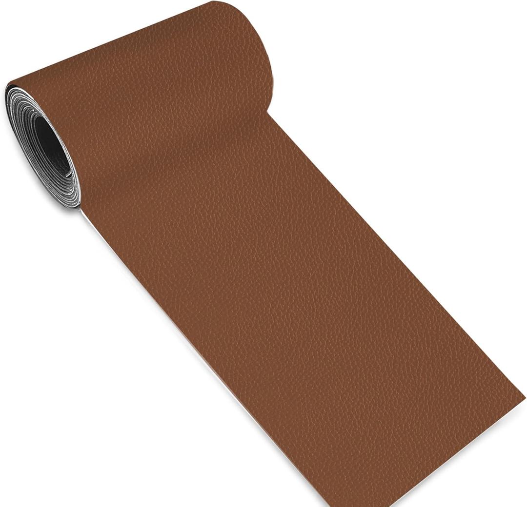 Leather Repair Patch Tape,3.9 x 63 Inches Self Adhesive Leather Patches for Furniture,Vinyl Repair Kit for Car Seat,Couches,Sofas,Office Chairs,Light Brown