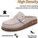 Women Suede Clogs Leather Mules for Women Cork Footbed Sandals Potato Shoes with Arch Support (10, Stone)