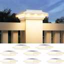 4x4 Solar Post Cap Lights Upgraded, Brighter and Extended Beam to Light Post Fence Deck with Warm/White Lights, Waterproof Outdoor Posts Solar Lights for Patio Porch Vinyl/Wooden Posts 8 Pack