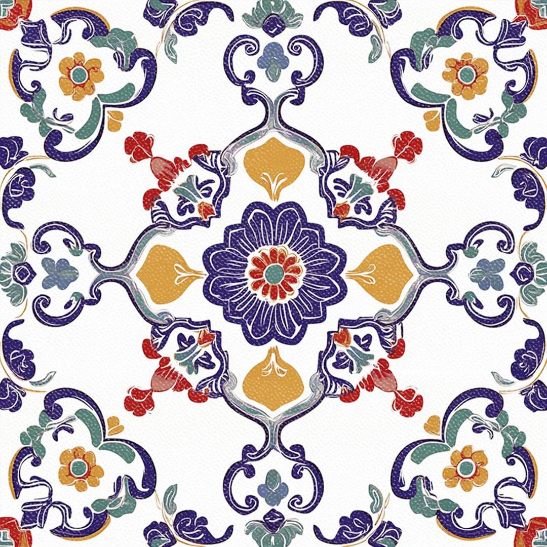 10PCS 12x12 Inch Vintage European Floral Peel and Stick Floor Tiles Removable Self Adhesive Vinyl Flooring Stickers for Entryway Kitchen Living Room Decor