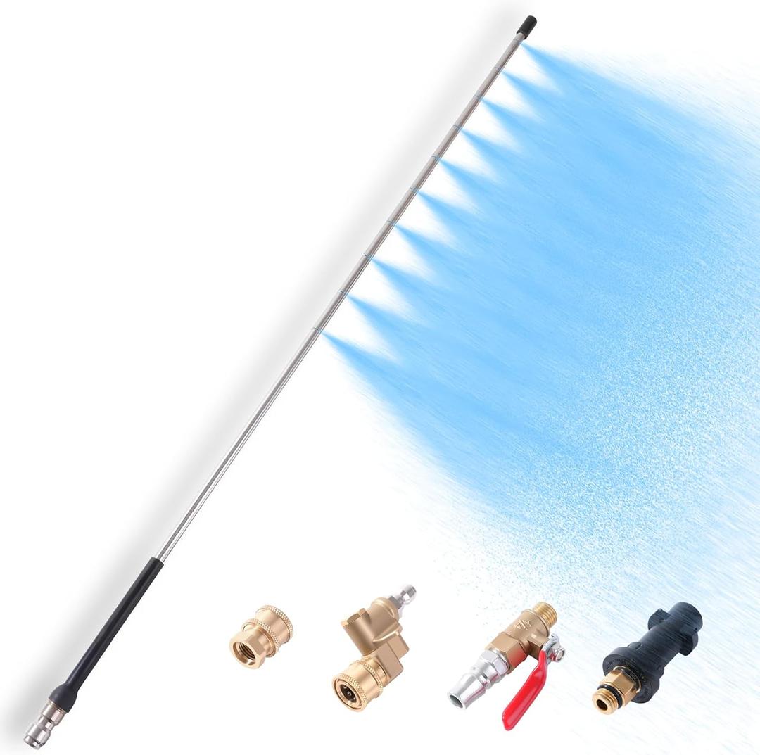 24 in Radiator Cleaner Wand, Radiator Genie Water Air Cleaning Wands, Car Truck Power Washer Wand, Pressure Washer Radiator Wand, Fit Over Max 4500PSI Pressure Washer(With Switch)