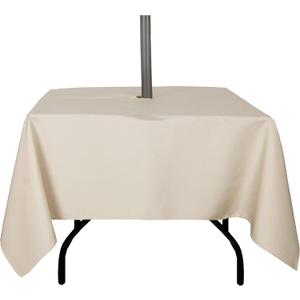 Outdoor Tablecloth Wrinkle-Free Stain Resistant Waterproof Polyester Fabric Table Cover with Zipper Umbrella Hole for Picnic/Party/Dinner/Patio Garden(6060inch Square,Zippered,Nature)