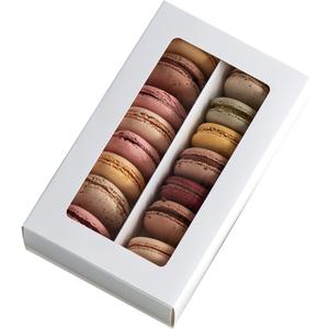 Macaron Boxes for 12 to 14 White with Clear Display Window [15 pieces] Macarons Container or Packaging Box Kit for Chocolate Truffles Cake Pops Desserts Mini Cupcakes Cookies or Muffins