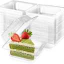 Cheardia 200 Pack Plastic Disposable Clamshell Container, Clear 5 Inch Square Hinged Take out Dessert Container with Lid for Sandwiches, Pasta, Cakes, Chips, Hamburgers