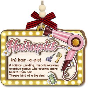 7 x Hairdresser Christmas Ornaments 2025 - Hair Stylist Gifts for Women, Girls, Wooden Christmas Decorations, Cosmetology Graduation Gifts for Sister, Friends - Barber Beautician Hairstylist Gift Idea