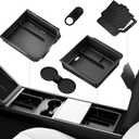 Center Console Organizer Tray for Tesla Model 3 Accessories 2024 2025 2026, Cup Holder, Hidden Storage Box & Armrest Drawer Organizer for Tesla Model 3 Highland