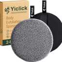 Yiclick Exfoliating Body Scrubber (2 Pack), Body Exfoliator Scrubber, Exfoliating Sponge for Shower Bath, Shower Loofah Luffa Lufa with Handle, Dead Skin Exfoliator for Body Scrub, Men Women (Black)