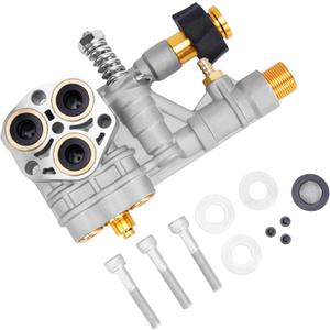 7108366 Pressure Washer Pump Manifold fits for Technologies 510020 and 520006 Axial Cam Pressure Washer Pump Replacement Simpson 7108366 Cleaning Manifold
