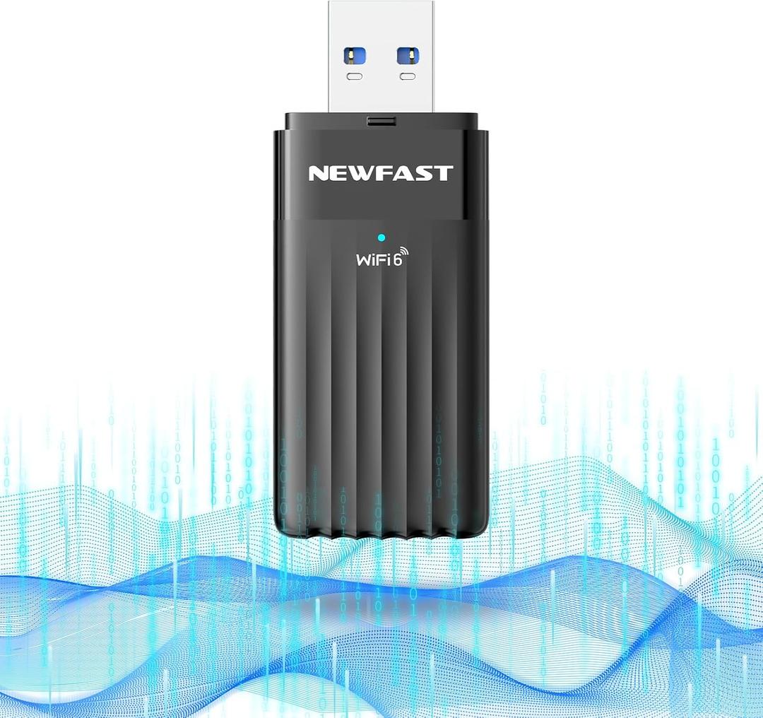 NEWFAST WiFi 6 Adapter for Desktop PC NF-U351, AX3000 USB 3.0 WiFi Adapter for PC, Dual Band Wireless Network Adapter, MU-MIMO, OFDMA, WPA3, Supports Windows 11/10, Portable Design (Black)