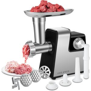Electric Meat Grinder, 350W Heavy Duty Stainless Steel Food Grinder with Sausage Stuffer Tubes & Kubbe Kit, 3 Grinding Plates for Home Kitchen Use
