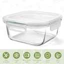 Square Glass Containers with Lids 24oz - Borosilicate Glass Food Storage Set 3 Cup, Freezer Safe Meal Prep Containers, Sandwich Lunch Box, Yogurt Cereal Bowls with Vented Lids BPA Free 4 Pack