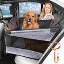 Dog Car Seat for Large Medium Dogs, Hard Bottom Back Seat Extender for Dogs with Soft Removable Blanket, Non-Slip Dog Car Hammock Turn into Soft Pet Travel Bed,Pet Seat for Car SUV Truck(Grey)