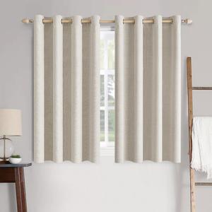 MIULEE 100% Blackout Linen Curtains for Bedroom 52x63 Inches Birch