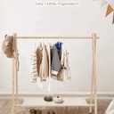 Garment Rack with Bottom Storage Shelf, Pine Wood, Dress up Rack for Kids, 35" Width