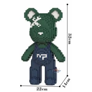 Green Teddy Blocks Bear Micro Building Blocks Set(4500Pieces) Christmas Graffiti Bear Building Blocks Creative Gift, Home Office Decor for Kids Adults 8+