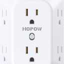 HOPOW Outlet Extender Surge Protector, 6 Outlet Splitter with 4 USB Ports (2 USB C), USB Wall Charger, 3-Sided 1050J Multi Plug Wall Outlet, Wall Mount for Home Travel Office Travel, White