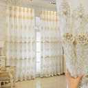 Amidoudou 1 Pair European Style Curtains Double Layer with Valances for Living Room Luxury 3D Flower Embroidered Semi-Blackout Curtains for Bedroom (White,51x84 Inch)