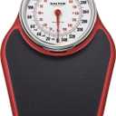 Salter Pro-Helix Professional Oversized Bathroom Scale with Black/Red Powder-Coated Steel Coated Base, Anti-Slip Bath Mat, 400 LB Capacity, Analog Scale, 18.25 x 13.0 Inch, Black/Red